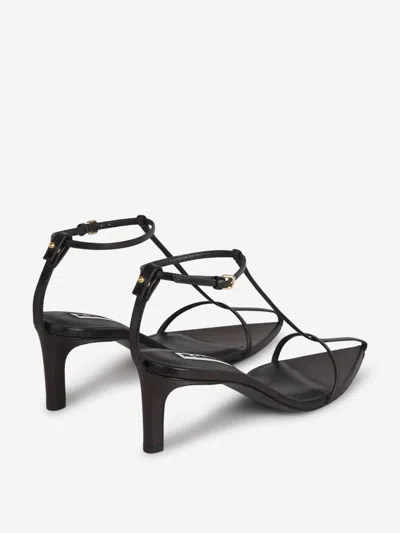 Shop Jil Sander Leather Strappy Heel Sandals In Leather Ankle Straps And Buckle