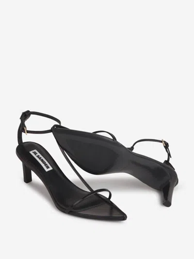 Shop Jil Sander Leather Strappy Heel Sandals In Leather Ankle Straps And Buckle