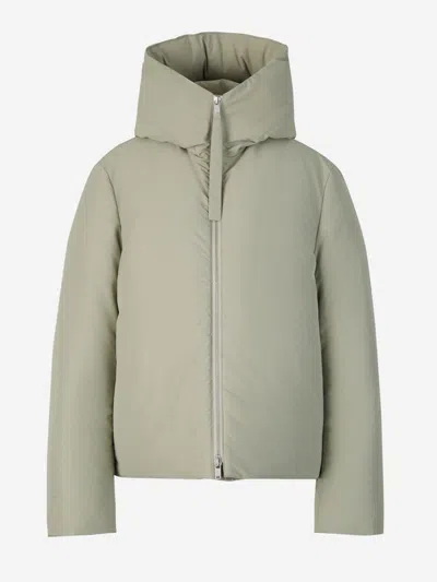 Shop Jil Sander Padded Hooded Jacket In Mint Green