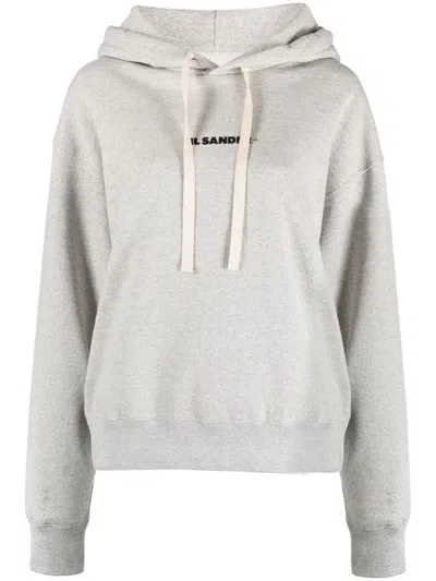 Shop Jil Sander Sweatshirt W/h Ls Clothing In Grey