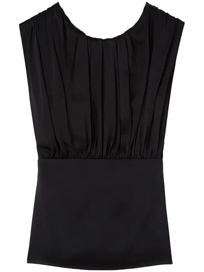 Jil Sander Acetate Blend Top Puffed Sleeves In Black