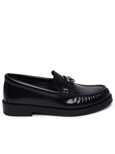 Shop Jimmy Choo Black Leather Loafers