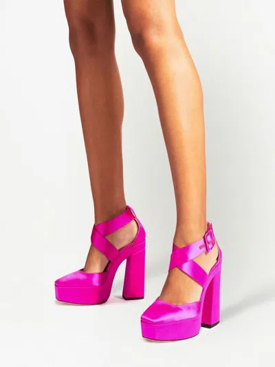 Shop Jimmy Choo Gian 140 Sat Shoes In Pink & Purple