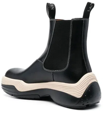 Lanvin Chunky Sole Leather Chelsea Boots In Black