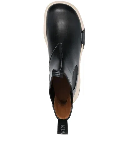 Lanvin Chunky Sole Leather Chelsea Boots In Black