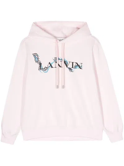 Lanvin Logo-print Cotton Hoodie In Pink & Purple