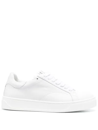 Shop Lanvin Ddb0 Leather Sneakers Shoes In White