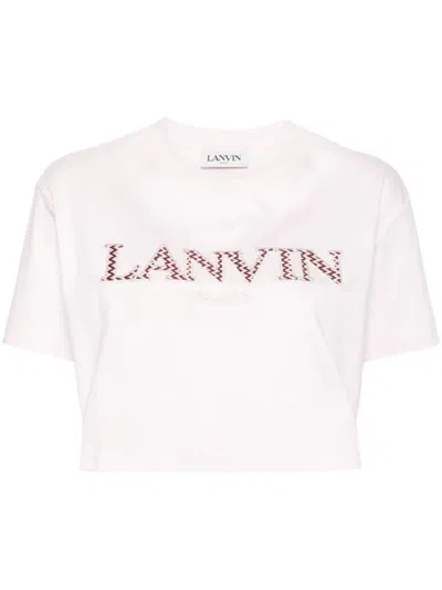 Shop Lanvin Embroidered T-shirt Clothing In Pink & Purple