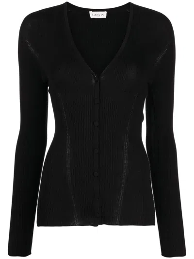 Shop Lanvin Engineered Cardigan Clothing In Black