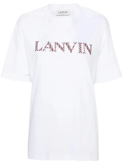 Lanvin White Oversized Embroidered Curb T-shirt In White