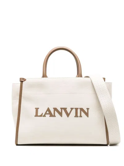 Shop Lanvin Pm Tote  With Shoulder Strap Bags In Nude & Neutrals