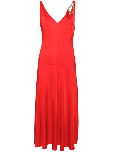 Shop Lanvin Sleeveless A-line Midi Dress Clothing In Red