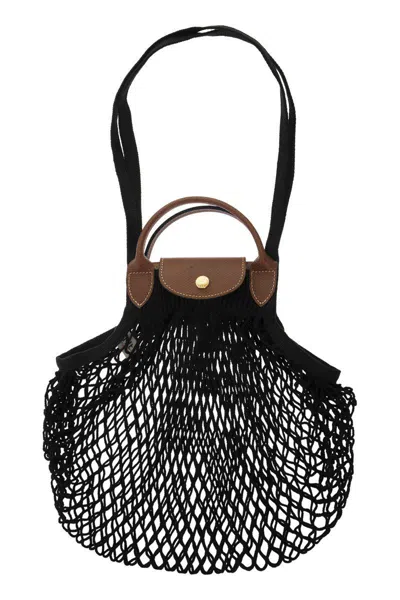 Shop Longchamp Le Pliage Filet - Top Handle Bag In Black