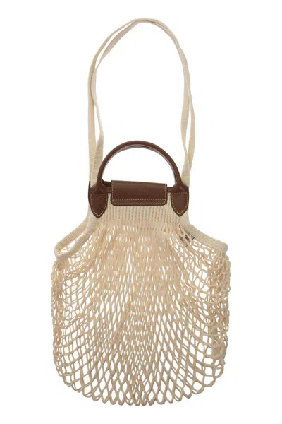 Shop Longchamp Le Pliage Filet - Top Handle Bag In Ecru