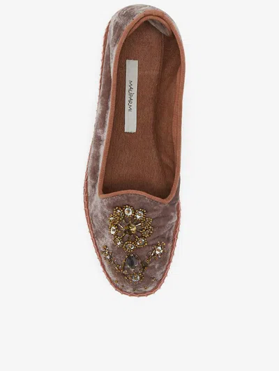 Shop Maliparmi Malìparmi Ballerina Precious Velvet Shoes In Brown