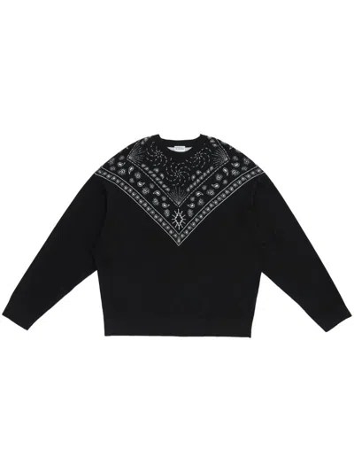 Marcelo Burlon County Of Milan Bandana Print Wool Blend Knit Sweater In Black