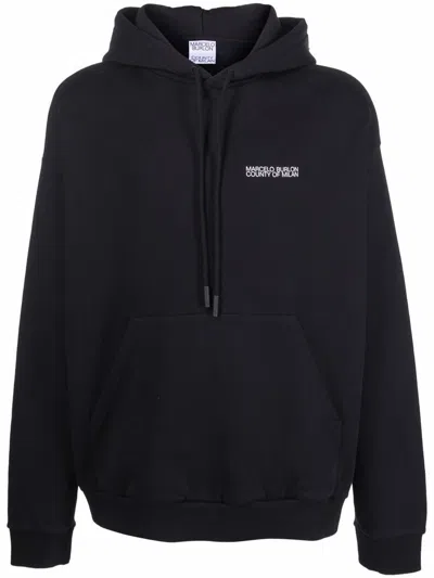 Marcelo Burlon County Of Milan Tempera Cross Cotton Hoodie In Black