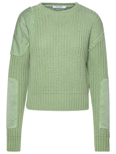 Shop Max Mara 'abyss1234' Sage Green Cotton Sweater