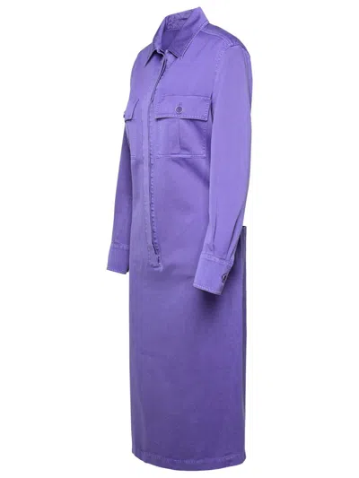 Shop Max Mara 'cennare' Lavender Cotton Dress In Lilla