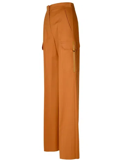 Shop Max Mara 'edda' Cotton Blend Leather Cargo Pants In Brown