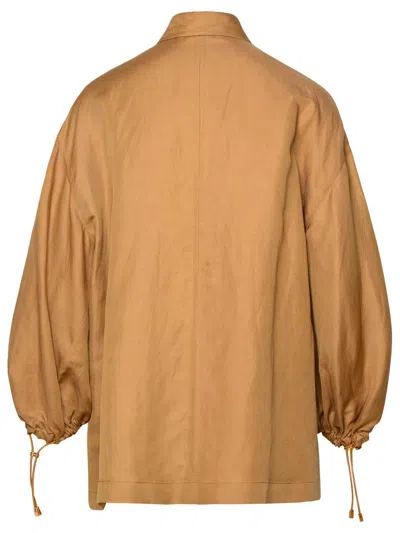 Shop Max Mara 'rodeo' Clay Silk Blend Shirt In Brown