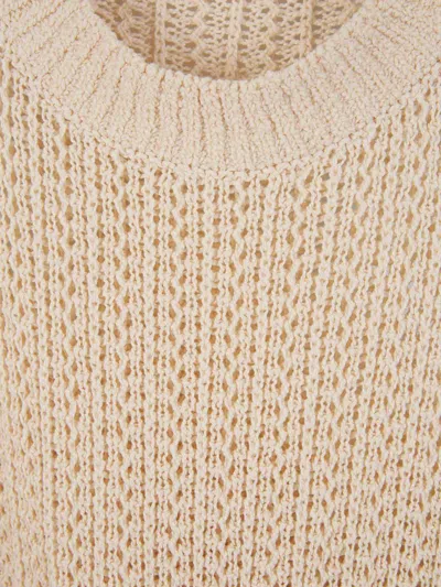 Shop Max Mara Cotton Knit Sweater In Cream