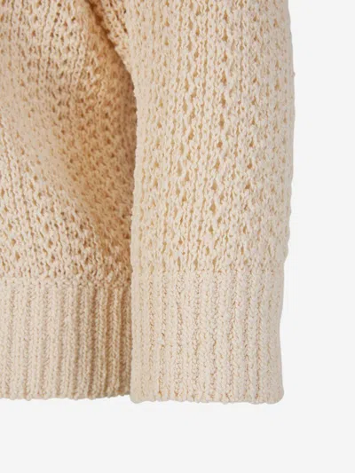 Shop Max Mara Cotton Knit Sweater In Cream
