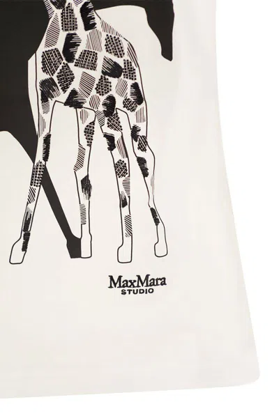 Shop Max Mara Studio Rita - Cotton T-shirt With Print In White