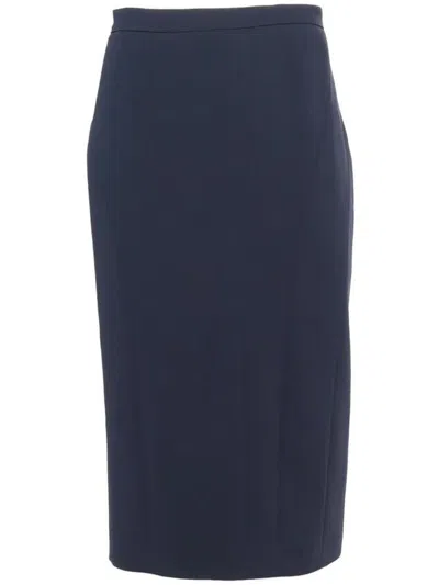 Max Mara High Waist Midi Skirt In Blue