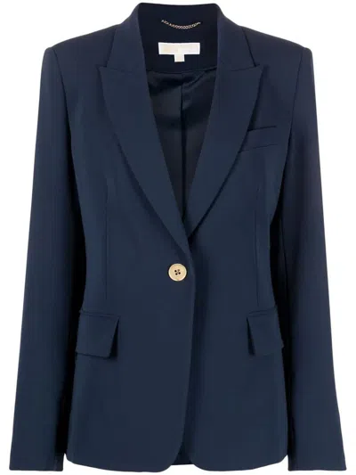 Shop Michael Kors Fitted 1 Bttn Blazer Clothing In Blue