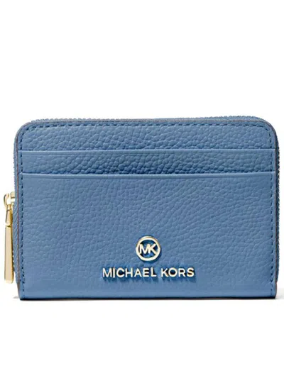 Shop Michael Kors Sm Za Coin Card Case Accessories In Blue