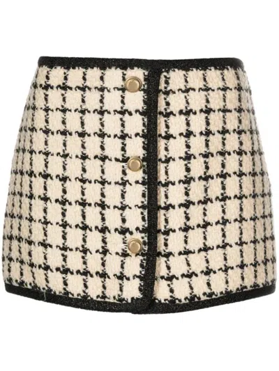 Shop Miu Miu Boucle`check Skirt Clothing In Nude & Neutrals