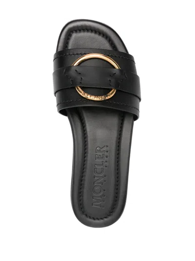 Shop Moncler Bell Slide Shoes In Black
