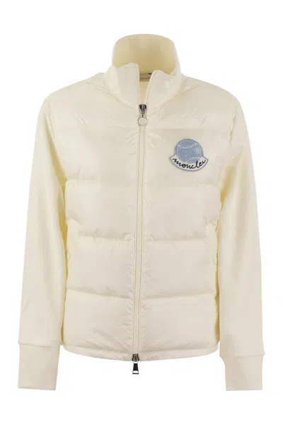 Shop Moncler Padded Sweatshirt With Tennis-style Logo In White