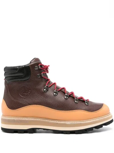 Shop Moncler Peka Trek Hiking Boots Shoes In Brown