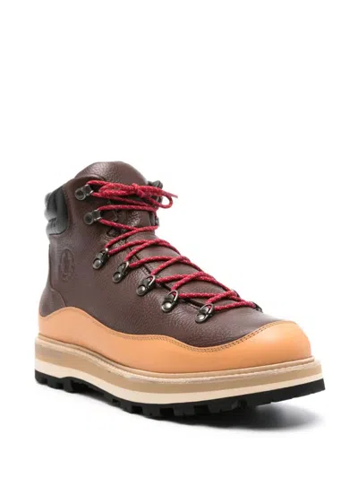 Shop Moncler Peka Trek Hiking Boots Shoes In Brown