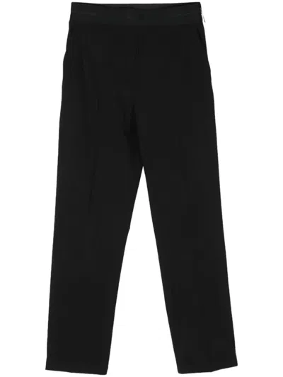 Msgm Flared High-waisted Jersey Pant In Black