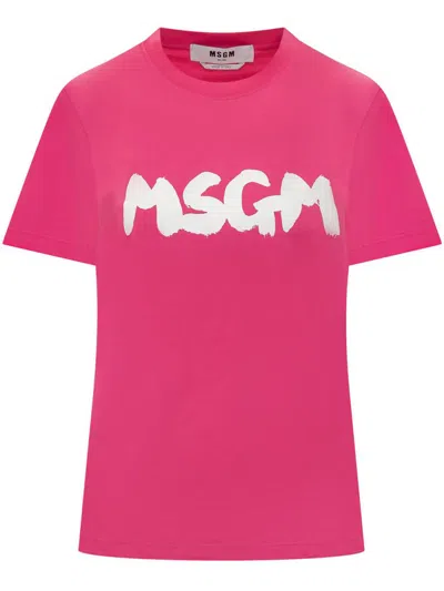 Shop Msgm T-shirt Clothing In Pink & Purple