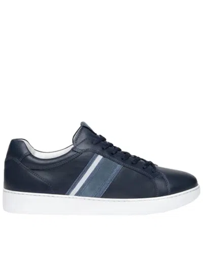 Shop Nero Giardini Leather Sneakers Shoes In Blue