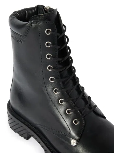 Shop Off-white Combat Lace Up Boot Shoes In Black
