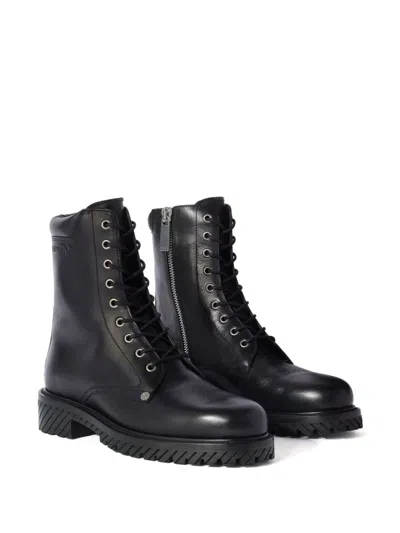 Shop Off-white Combat Lace Up Boot Shoes In Black
