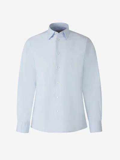 Shop Officine Generale Officine Générale Plain Cotton Shirt In Blue