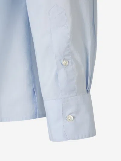 Shop Officine Generale Officine Générale Plain Cotton Shirt In Blue