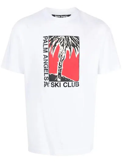 Shop Palm Angels Classic Ski Club T-shirt Clothing In White