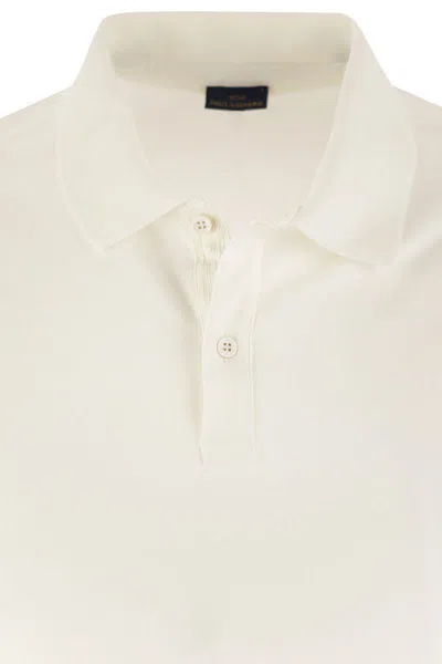 Shop Paul & Shark Garment-dyed Pique Cotton Polo Shirt In White