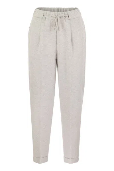 Shop Peserico Cotton Trousers In Grey