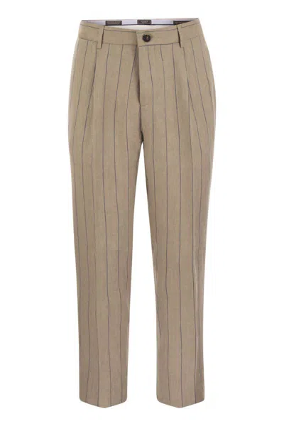 Shop Peserico Pure Linen Chino Trousers In Rope