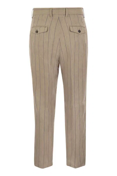 Shop Peserico Pure Linen Chino Trousers In Rope