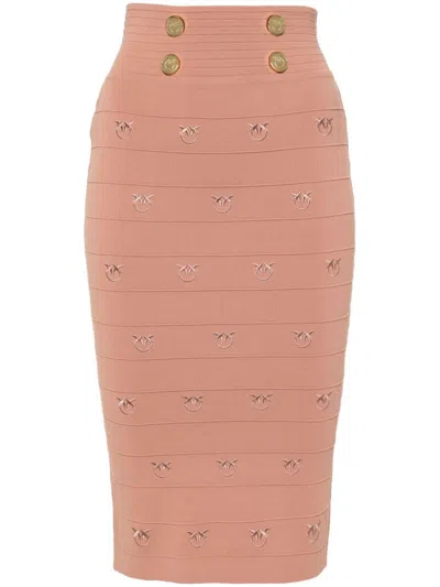 Shop Pinko Stapelia Skirt Bands Clothing In Nude & Neutrals