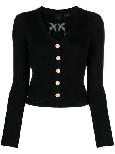 Shop Pinko Tilacino Silk Cotton Cardigan Clothing In Black